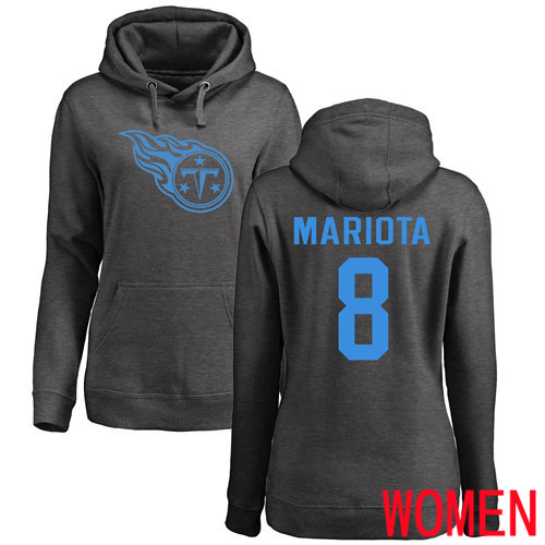 Tennessee Titans Ash Women Marcus Mariota One Color NFL Football #8 Pullover Hoodie Sweatshirts->nfl t-shirts->Sports Accessory